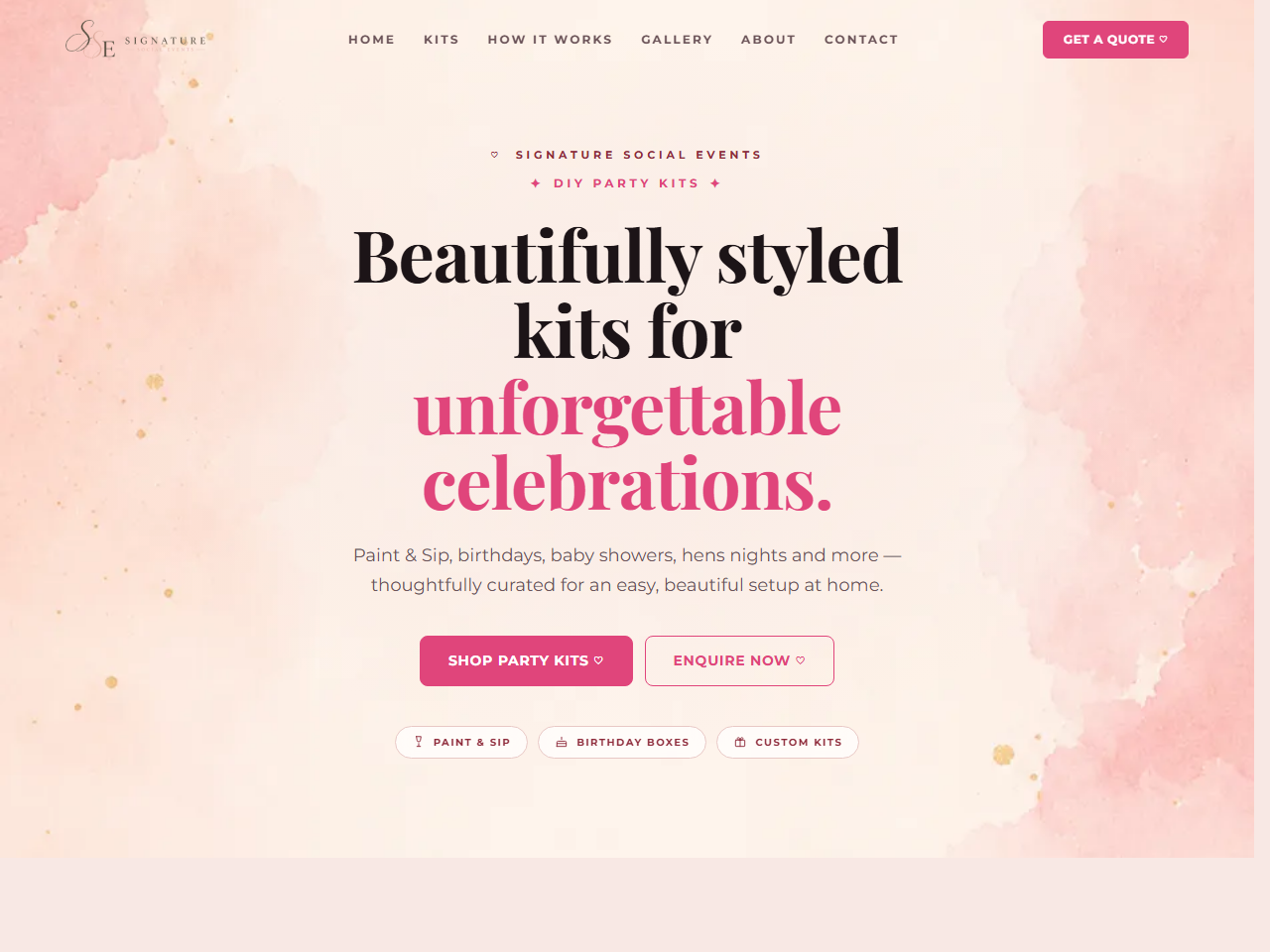 Signature Social Events — Web Design / Hire & Events